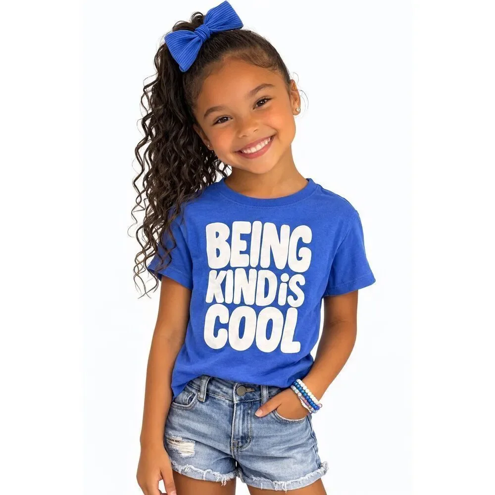 Kindness Shirt Kids Old Navy Blue “Being Kind Is Cool” Graphic Tee Size S 6-7